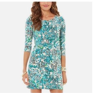 Lilly Pulitzer Turquoise, White & Green Printed Sheath Dress